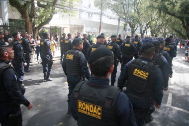salvador, bahia, brazil - september 7, 2022: members of the Salvador Municipal Guard participate in the military parade commemorating the independence of Brazil, in the city of Salvador.
