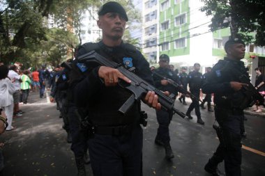 salvador, bahia, brazil - september 7, 2022: members of the Salvador Municipal Guard participate in the military parade commemorating the independence of Brazil, in the city of Salvador.