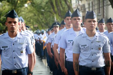 salvador, bahia, brazil - september 7, 2022: Military personnel of the Aeronautica - Brazilian air force, participate in the military parade commemorating the independence of Brazil, in the city of Salvador. clipart