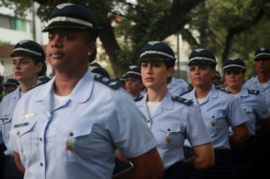 salvador, bahia, brazil - september 7, 2022: Military personnel of the Aeronautica - Brazilian air force, participate in the military parade commemorating the independence of Brazil, in the city of Salvador. clipart