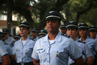 salvador, bahia, brazil - september 7, 2022: Military personnel of the Aeronautica - Brazilian air force, participate in the military parade commemorating the independence of Brazil, in the city of Salvador. clipart