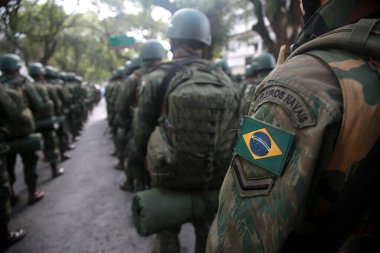 salvador, bahia, brazil - september 7, 2022: military personnel of the Brazilian Navy participate in the military parade commemorating the independence of Brazil in the city of Salvador. clipart