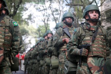 salvador, bahia, brazil - september 7, 2022: military personnel of the Brazilian Navy participate in the military parade commemorating the independence of Brazil in the city of Salvador.