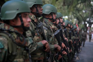 salvador, bahia, brazil - september 7, 2022: military personnel of the Brazilian Navy participate in the military parade commemorating the independence of Brazil in the city of Salvador.