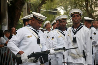 salvador, bahia, brazil - september 7, 2022: military personnel of the Brazilian Navy participate in the military parade commemorating the independence of Brazil in the city of Salvador.