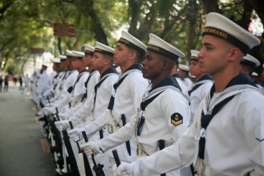 salvador, bahia, brazil - september 7, 2022: military personnel of the Brazilian Navy participate in the military parade commemorating the independence of Brazil in the city of Salvador. clipart