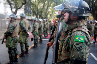 salvador, bahia, brazil - september 7, 2022: military personnel of the Brazilian Navy participate in the military parade commemorating the independence of Brazil in the city of Salvador.