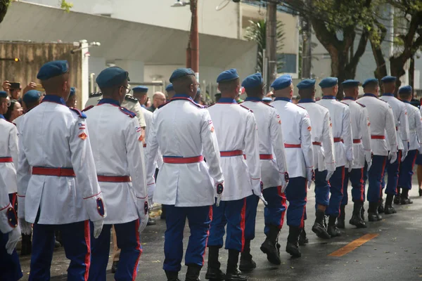 Salvador Bahia Brazil September 2022 Members Military School Fanfare Participate — Zdjęcie stockowe