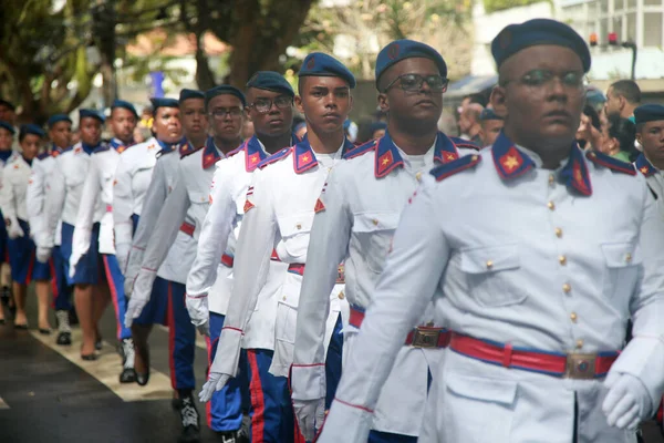 Salvador Bahia Brazil September 2022 Members Military School Fanfare Participate — Zdjęcie stockowe