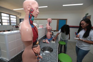 Santana, Bahia, Brezilya - 13 Eylül 2022: Santana şehrinde tam zamanlı bir devlet okulu laboratuvarı.