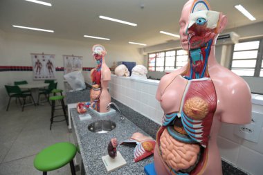 Santana, Bahia, Brezilya - 13 Eylül 2022: Santana şehrinde tam zamanlı bir devlet okulu laboratuvarı.