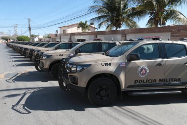 irece, bahia, brrazil - 13 Eylül 2022: Irece şehrinde eyalet hükümeti tarafından teslim edilen Bahia askeri polisinin yeni araçları.