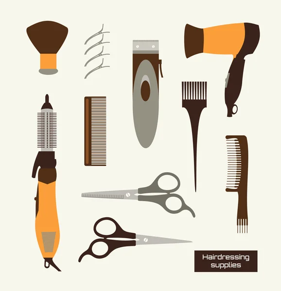 Set di forniture per parrucchieri Vector Illustracion design piatto — Vettoriale Stock