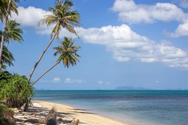 Hermosa playa tropical salvaje, vista a la isla, Tailandia —  Fotos de Stock
