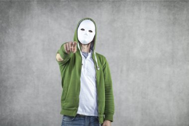 aggressive young man in the mask clipart