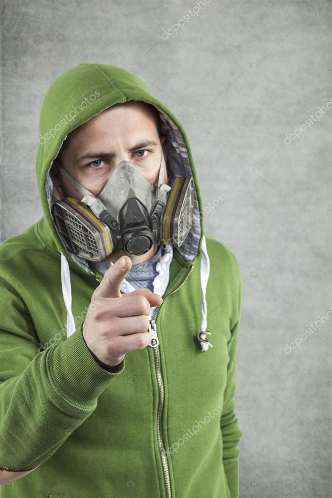 Young boy in the mask pointing at you — Stock Photo © marcinmaslowski 46857247