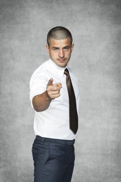 Young handsome businessman pointing at you — Stock Photo, Image