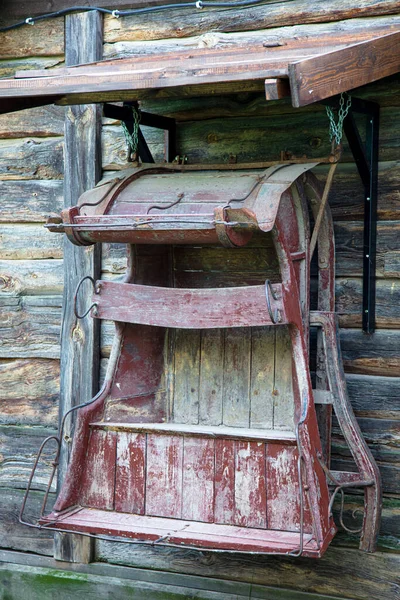 Old Horse Drawn Sleigh Hanging Wall — Fotografia de Stock