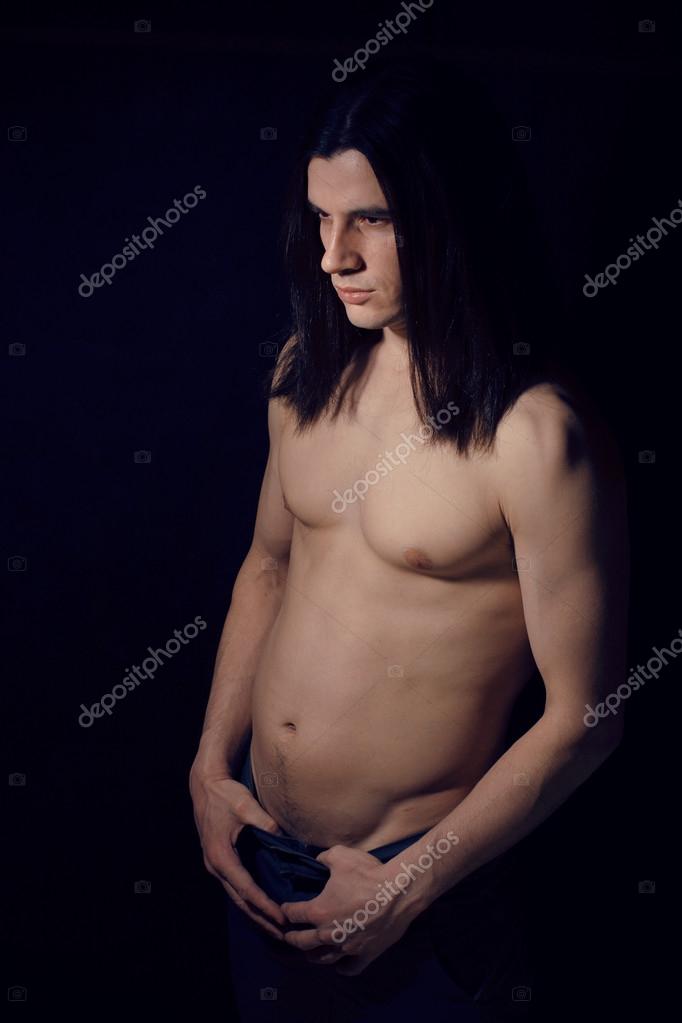 erotic photo nude handsome man long hair Newport beach escort service