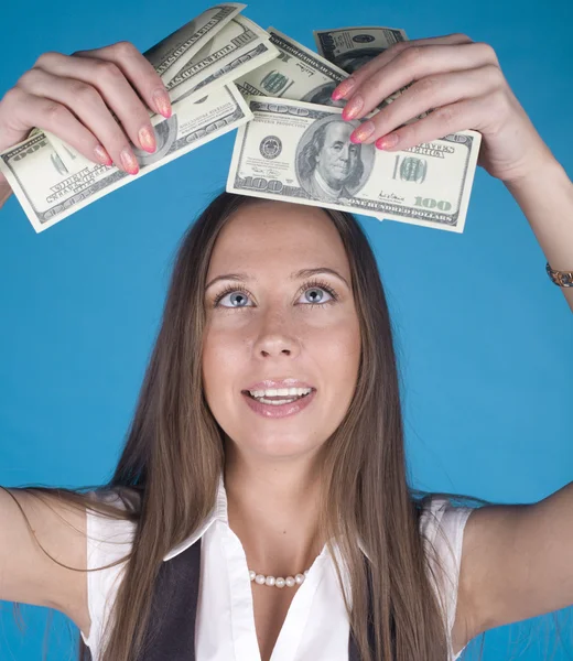 Portrait of beauty girl smiling with money