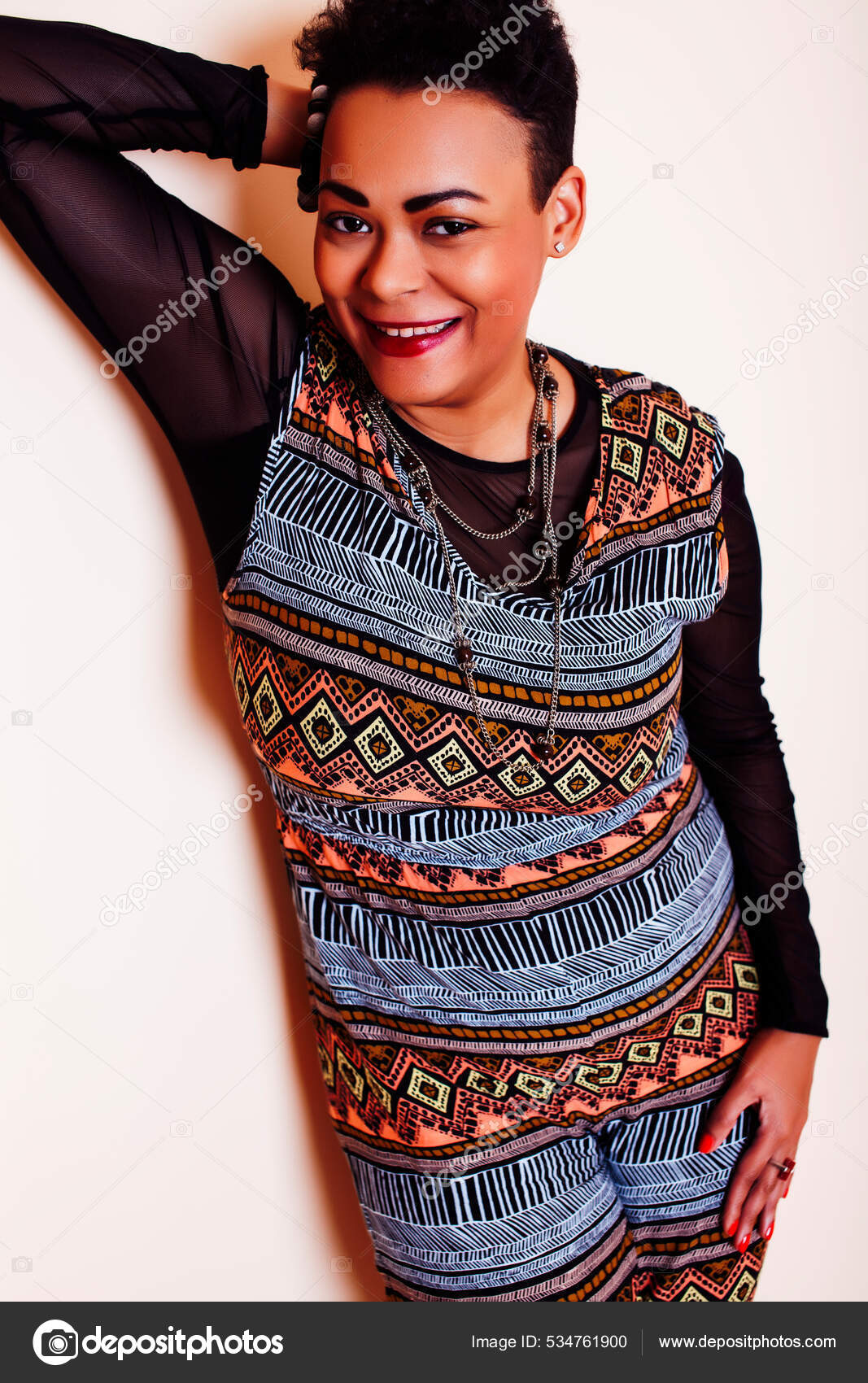 Pretty stylish african american big mama woman well dressed. swag relax