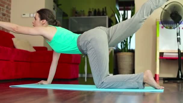 Mujer joven haciendo ejercicio — Vídeos de Stock