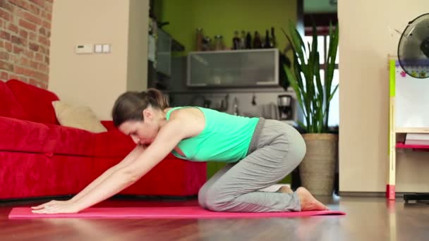 Mujer joven haciendo ejercicio — Vídeos de Stock