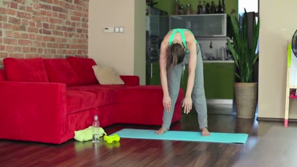 Mujer joven haciendo ejercicio — Vídeos de Stock