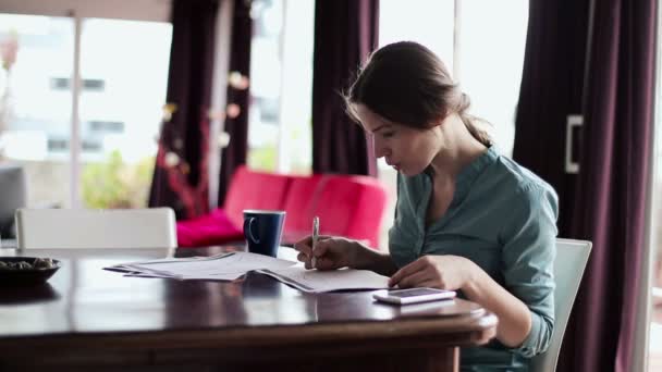 Femme d'affaires travaillant avec des documents — Video