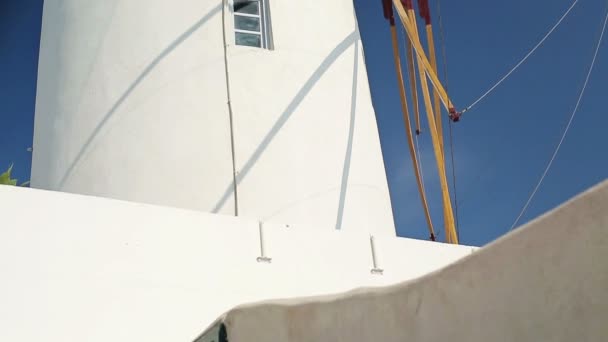 Classic Santorini windmill — Stock Video