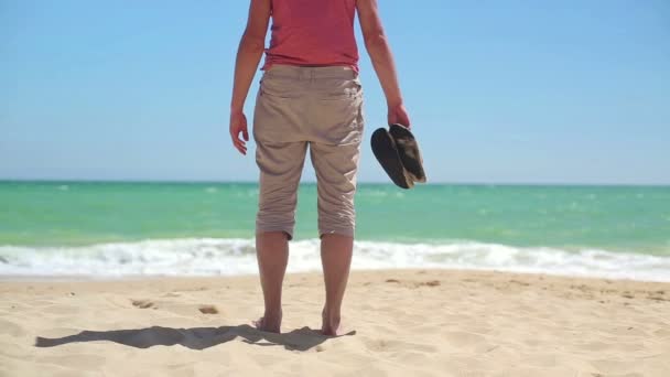 Homme debout sur la plage — Video