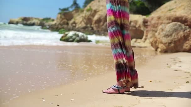 Žena stojící na pláži — Stock video