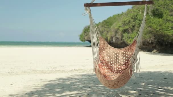 Rede na bela praia exótica — Vídeo de Stock