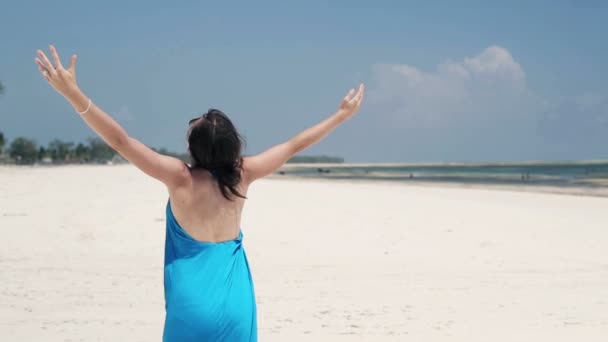 Mujer disfrutando de la playa — Vídeo de stock