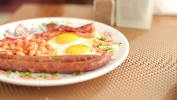 Английский завтрак — стоковое видео