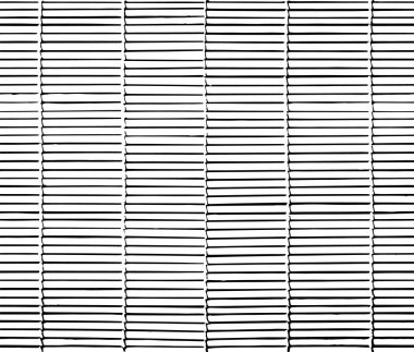 Bambu suşi hasırının kusursuz dokusu. Dikey desenli arka plan, yatay çizgiler, çizikler. Asya gelenekleri. Üst Manzara. Vektör kaplama arkaplanı.