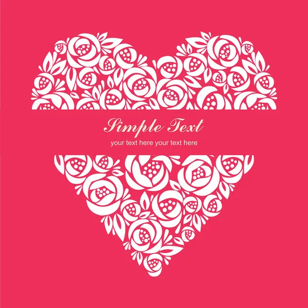 Corazón floral sobre fondo rosa — Vector de stock