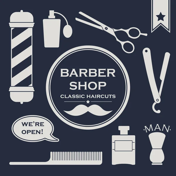 Barbershop vintage objects — Stock Vector