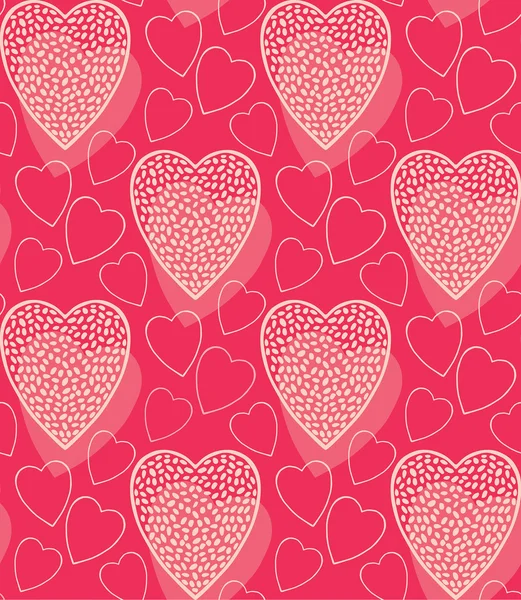 Modèle romantique rose avec des cœurs — Image vectorielle