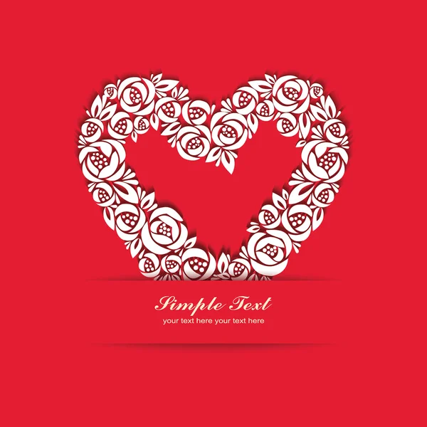 Floral heart with paper-cut effect — Stock Vector