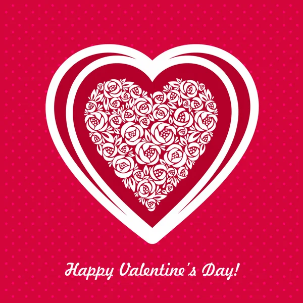 バレンタインの日の愛心カード — ストックベクタ