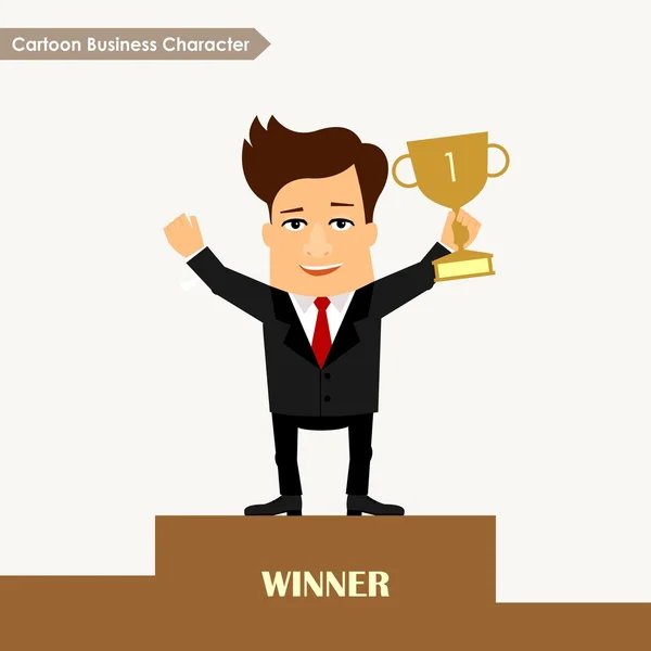 Zwycięzca biznes kreskówka — Wektor stockowy