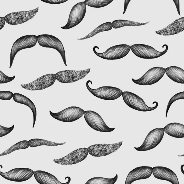 Mustache hand drawn seamless pattern — Stock Photo, Image