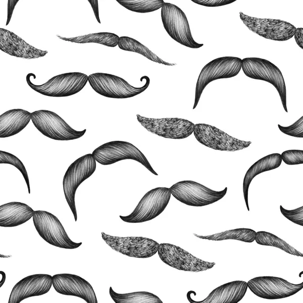 Mustache hand drawn seamless pattern — Stock Photo, Image