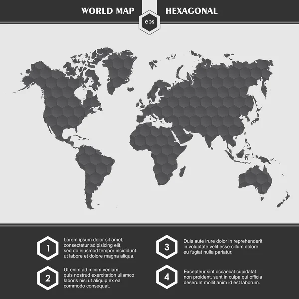 世界地図 infographicshexagonal 抽象型の要素 — ストックベクタ