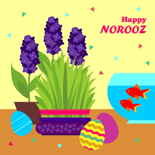 Glad norooz. mall för persisk nyår Gratulationskort — Stock vektor