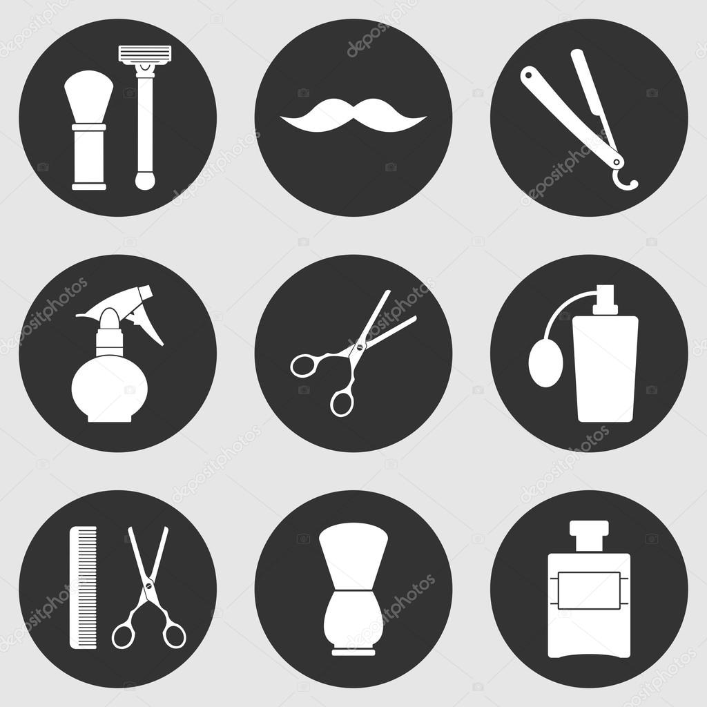 Barbershop vintage  icons set