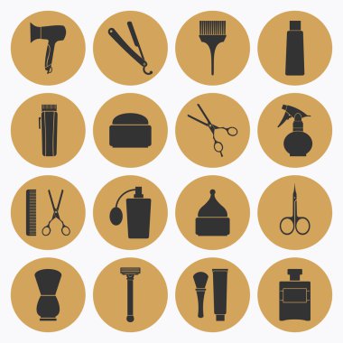 Kuaför Dükkanı araçları Icons set