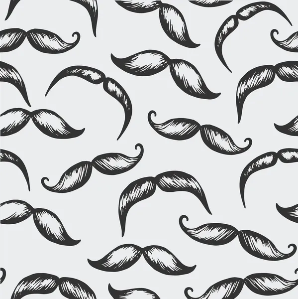 Hand drawn mustache seamless pattern — Stock Vector