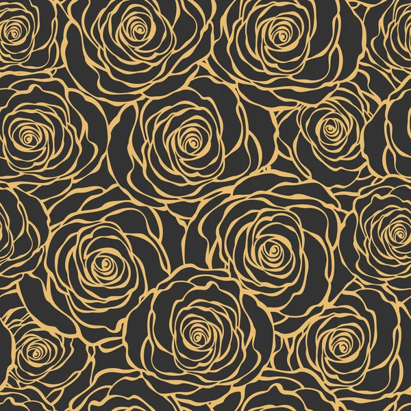 Art Deco padrão sem costura floral com rosas — Vetor de Stock